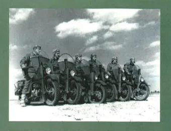 Line of Harleys Black and White